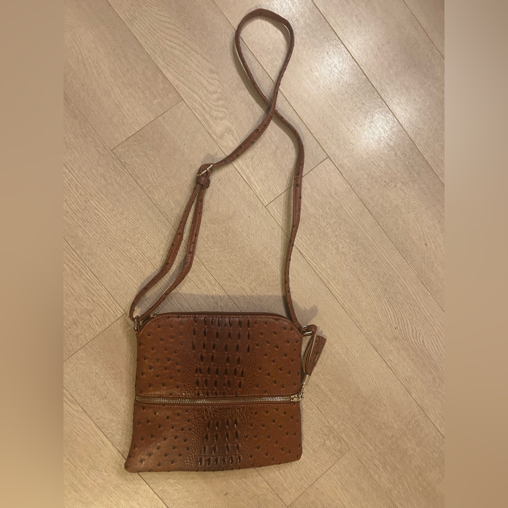 Brown Vegan Leather Crossbody Bag